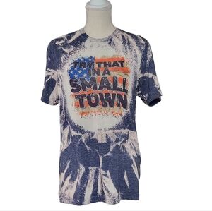 Gilman Medium Blue Bleach Design Try That Small Town Short Sleeve Shirt